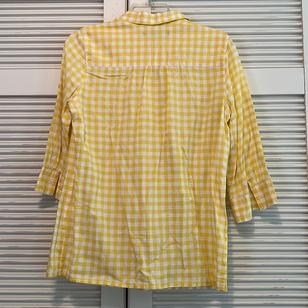CHADWICKS Yellow Gingham 3/4 Sleeve Blouse - Picture 2 of 7